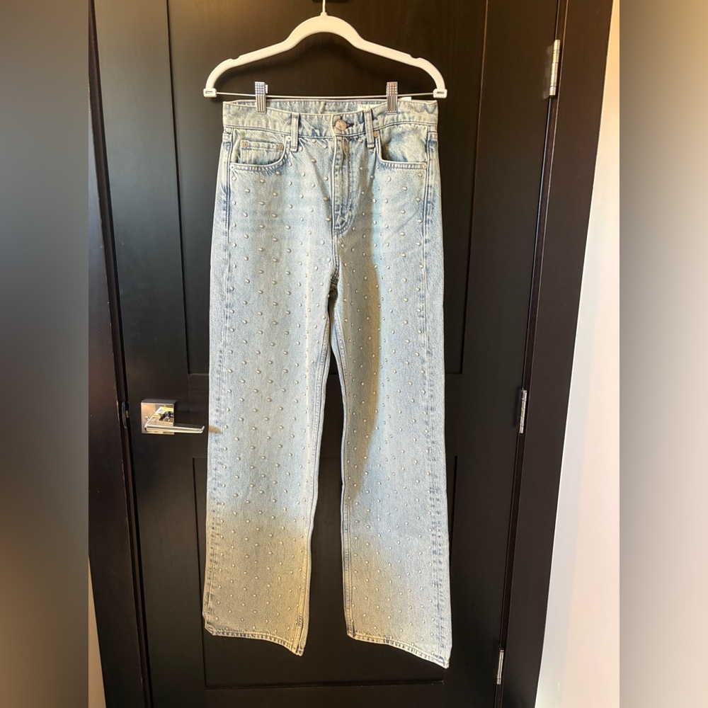 rag & bone Blue Straight Leg Jeans